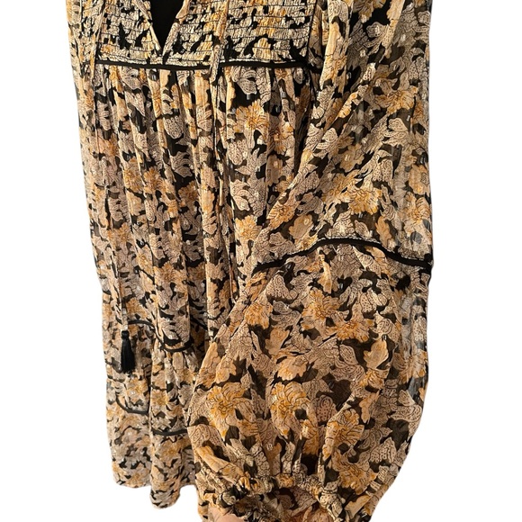 Free People Sheer Floral Boho Dress Medium - Bell Sleeves - No Slip - Picture 4 of 6